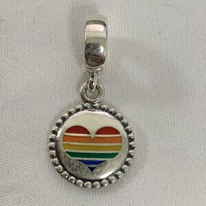 Pandora Pride Rainbow Heart Exclusive Dangle Charm Pendant, S925 Silver Jewelry